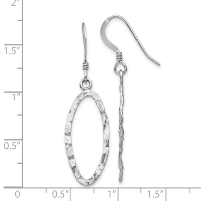 Sterling Silver Rhodium Plated D/C Shepherd Hook Dangle Earrings