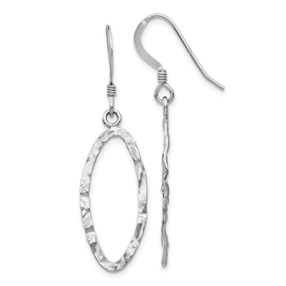 Sterling Silver Rhodium Plated D/C Shepherd Hook Dangle Earrings