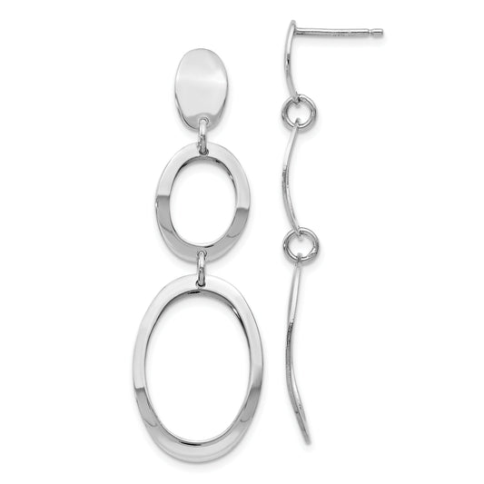 Sterling Silver Rhodium Plated Polished Post Dangle Earrings