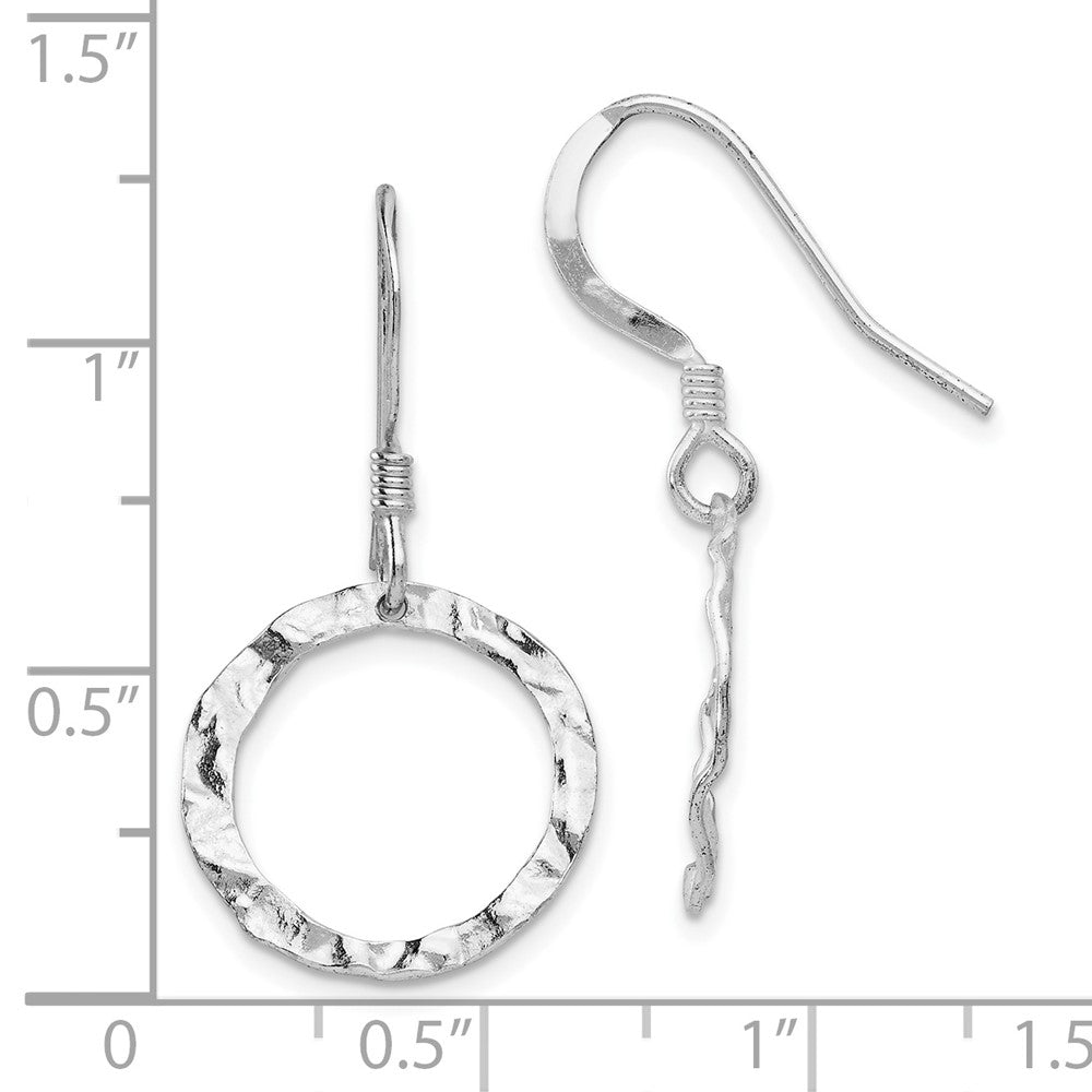 Sterling Silver Rhod Pltd Textured Shepherd Hook Dangle Earrings