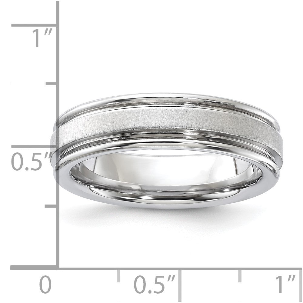 Vitalium Satin Finish Center Rounded Edge 6mm Band (Size 10 Only)