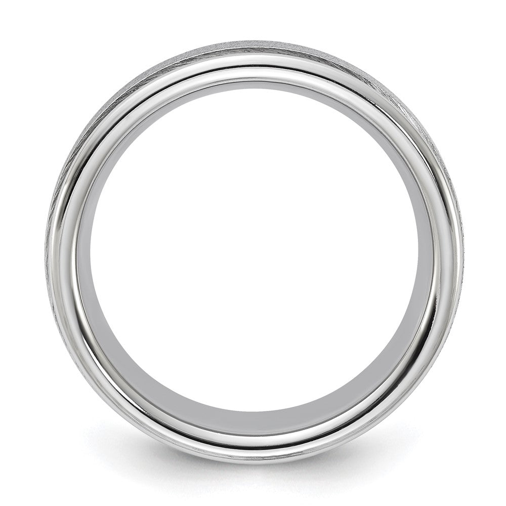 Vitalium Cross Grain Finish Center Rounded Edge 8mm Flat Band (Size 10 Only)