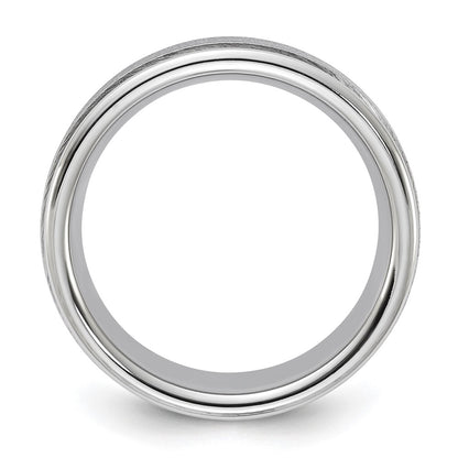 Vitalium Cross Grain Finish Center Rounded Edge 8mm Flat Band (Size 10 Only)