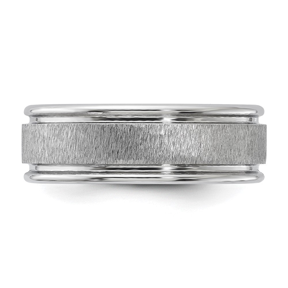 Vitalium Cross Grain Finish Center Rounded Edge 8mm Flat Band (Size 10 Only)