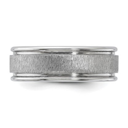Vitalium Cross Grain Finish Center Rounded Edge 8mm Flat Band (Size 10 Only)