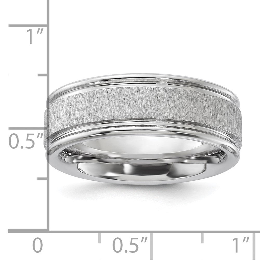 Vitalium Cross Grain Finish Center Rounded Edge 8mm Flat Band (Size 10 Only)
