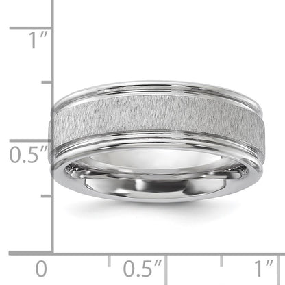 Vitalium Cross Grain Finish Center Rounded Edge 8mm Flat Band (Size 10 Only)