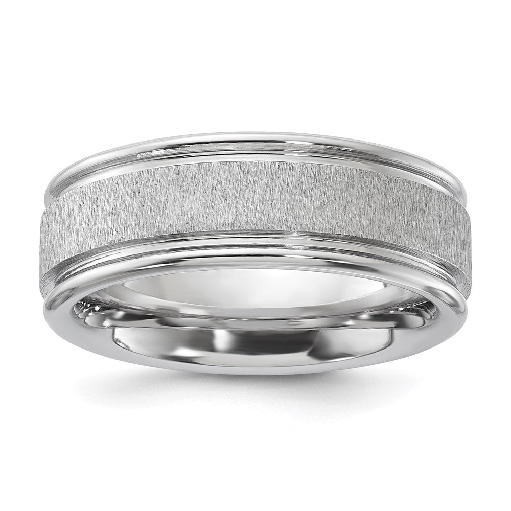 Vitalium Cross Grain Finish Center Rounded Edge 8mm Flat Band (Size 10 Only)