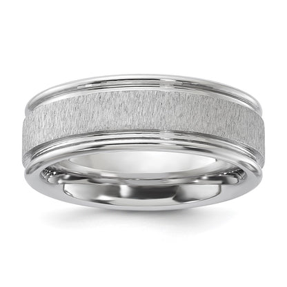 Vitalium Cross Grain Finish Center Rounded Edge 8mm Flat Band (Size 10 Only)