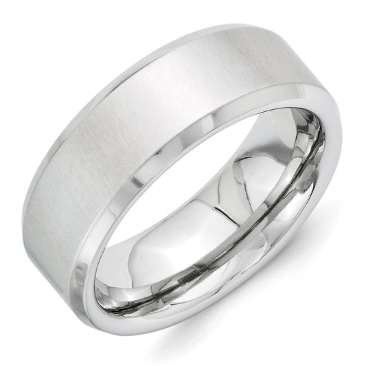 Vitalium Cross Satin Center 8mm Beveled Edge Band (Size 10 Only)