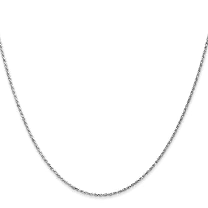 14K White Gold 24 Inch 1.15mm Diamond-Cut Machine Made Rope With Lobster Clasp Chain Necklace