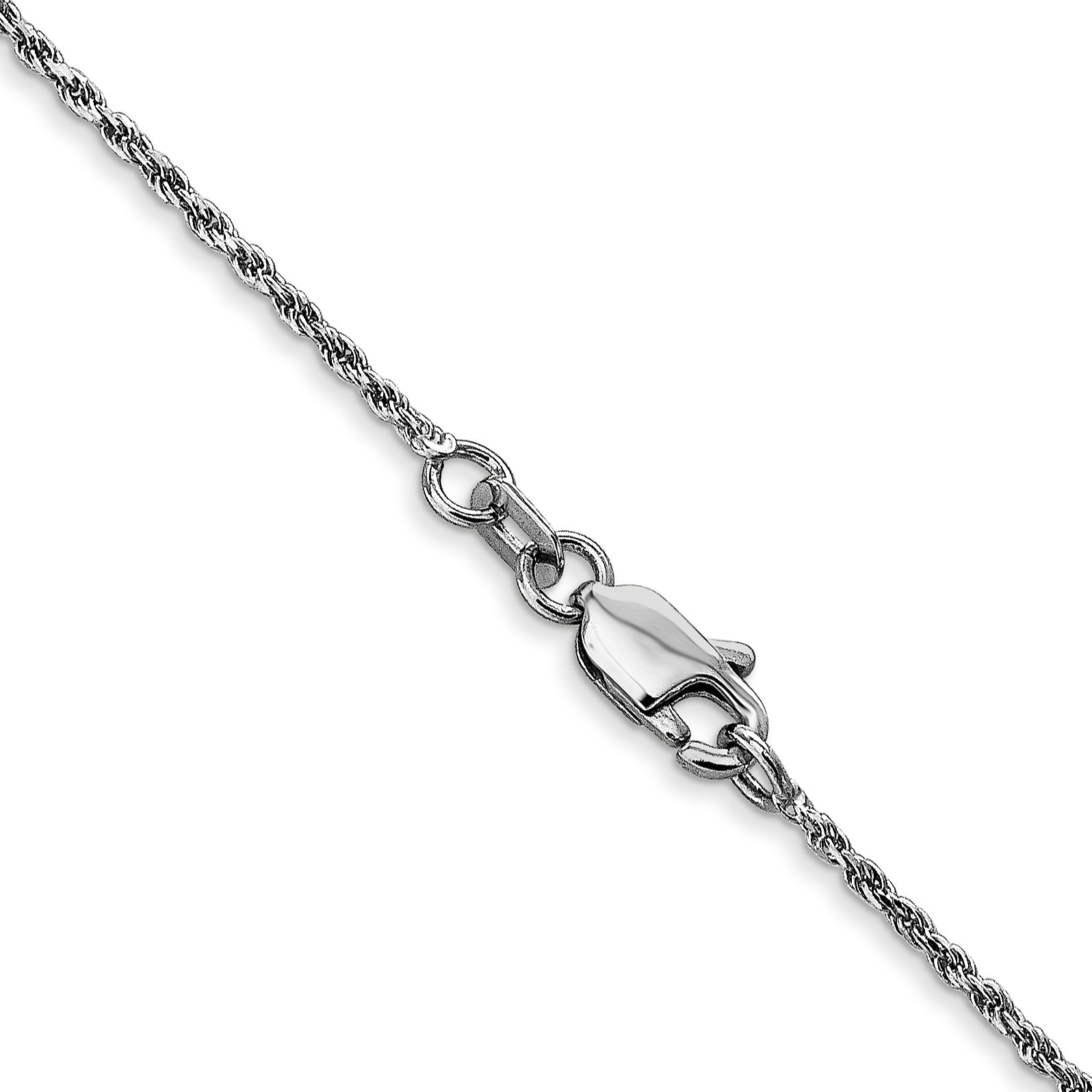 14K White Gold 14 Inch 1.15mm Diamond-Cut Machine Made Rope With Lobster Clasp Chain Necklace