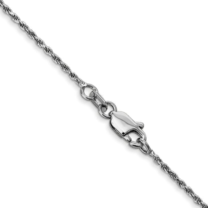 14K White Gold 16 Inch 1.15mm Diamond-Cut Machine Made Rope With Lobster Clasp Chain Necklace