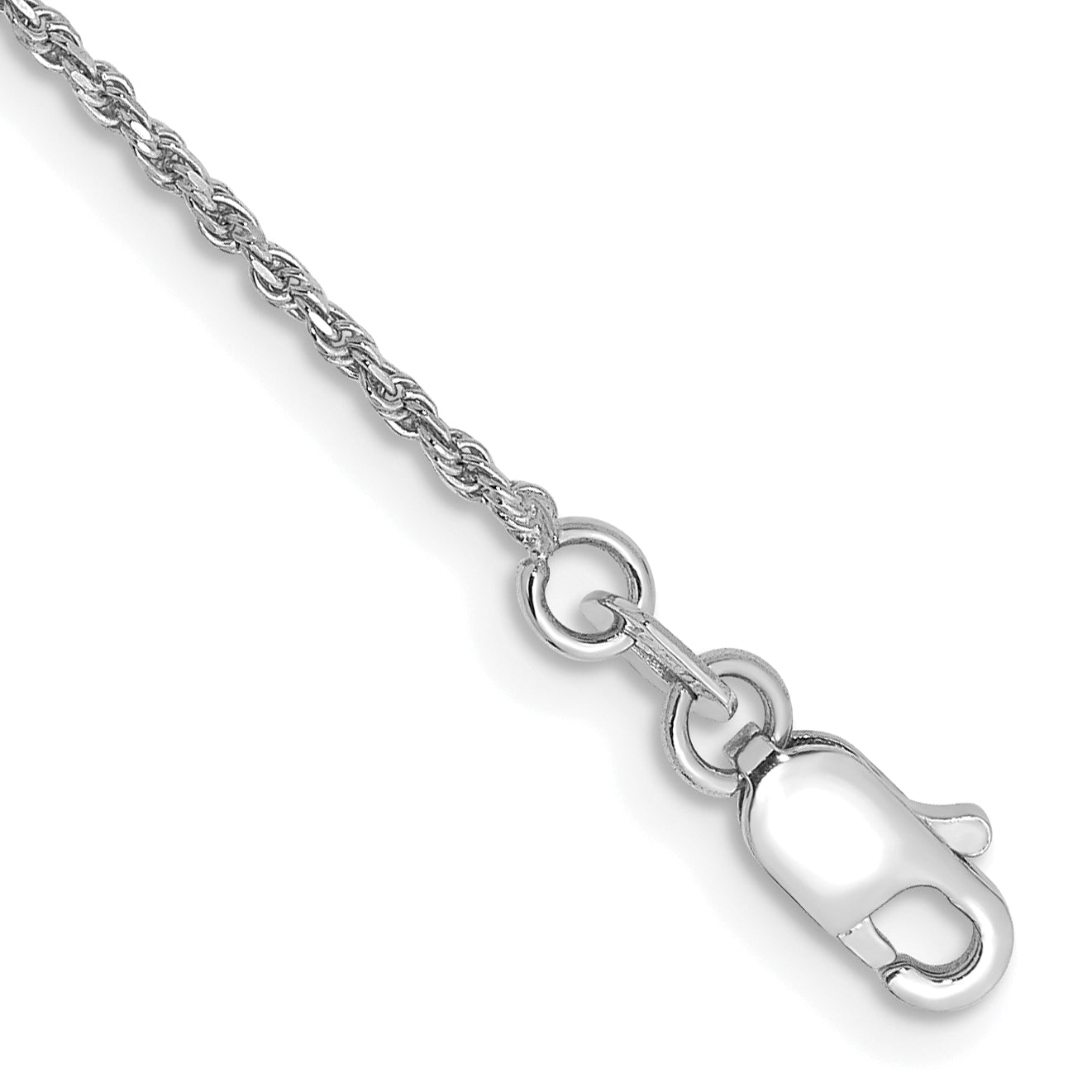 14K White Gold 6 Inch 1.15mm Diamond-Cut Machine Made Rope With Lobster Clasp Chain Bracelet