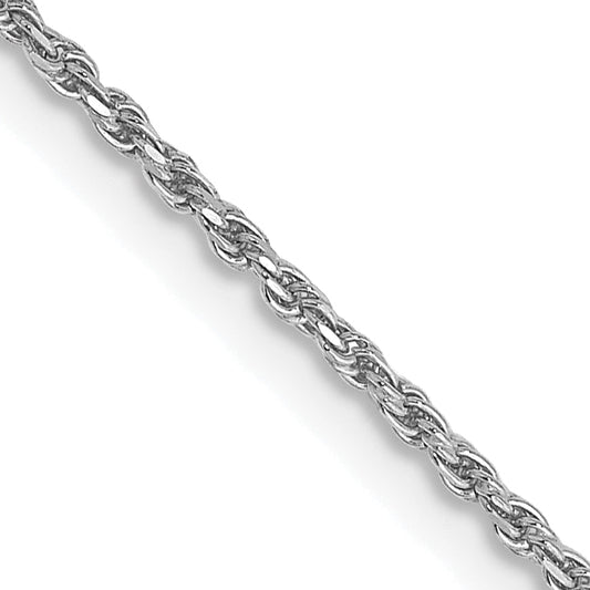 14K White Gold 18 Inch 1.15mm Diamond-Cut Machine Made Rope With Lobster Clasp Chain Necklace