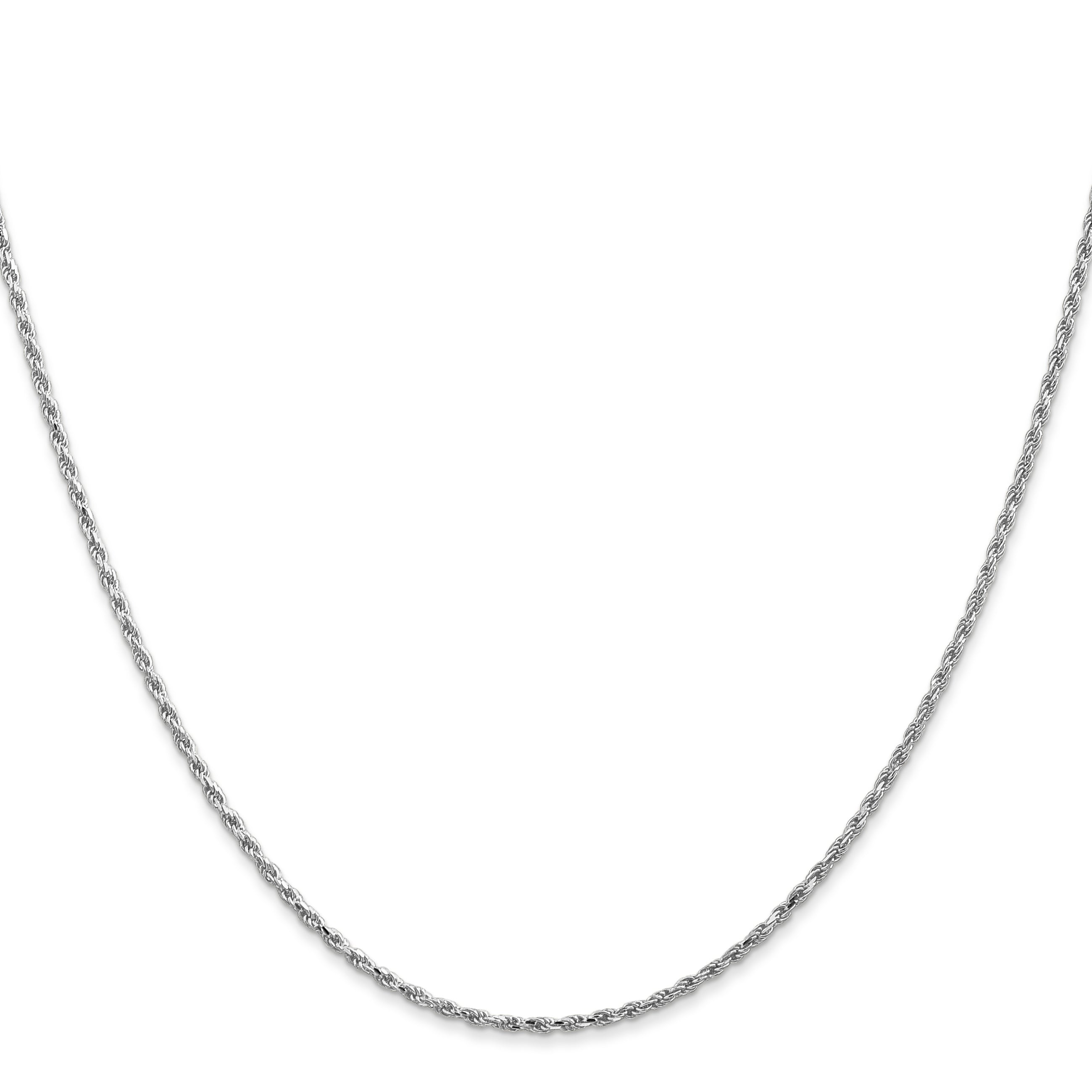 14K White Gold 18 Inch 1.3mm Diamond-Cut Machine Made Rope With Lobster Clasp Chain Necklace