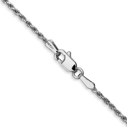 14K White Gold 24 Inch 1.3mm Diamond-Cut Machine Made Rope With Lobster Clasp Chain Necklace