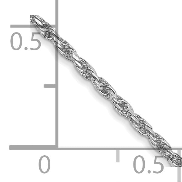 14K White Gold 14 Inch 1.3mm Diamond-Cut Machine Made Rope With Lobster Clasp Chain Necklace
