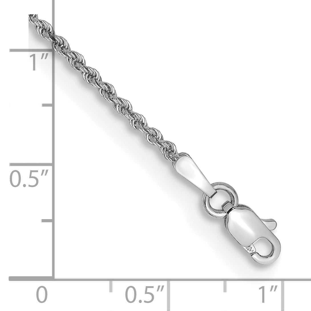 14k White Gold 7 inch 1.5mm Regular Rope with Lobster Clasp Chain Bracelet