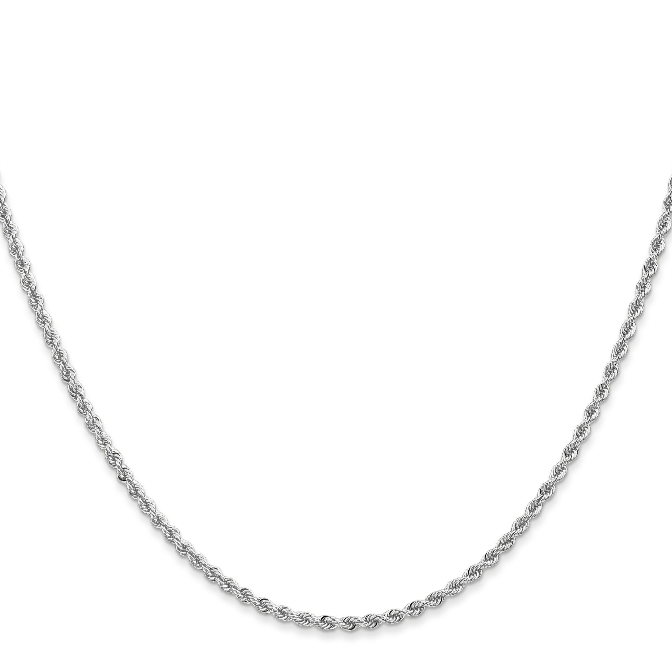 14K White Gold 30 Inch 2mm Regular Rope With Lobster Clasp Chain Necklace