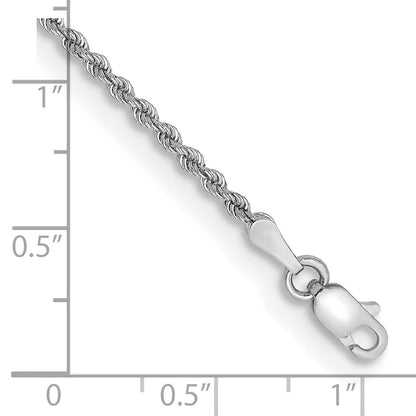14k White Gold 7 inch 2mm Regular Rope with Lobster Clasp Chain Bracelet