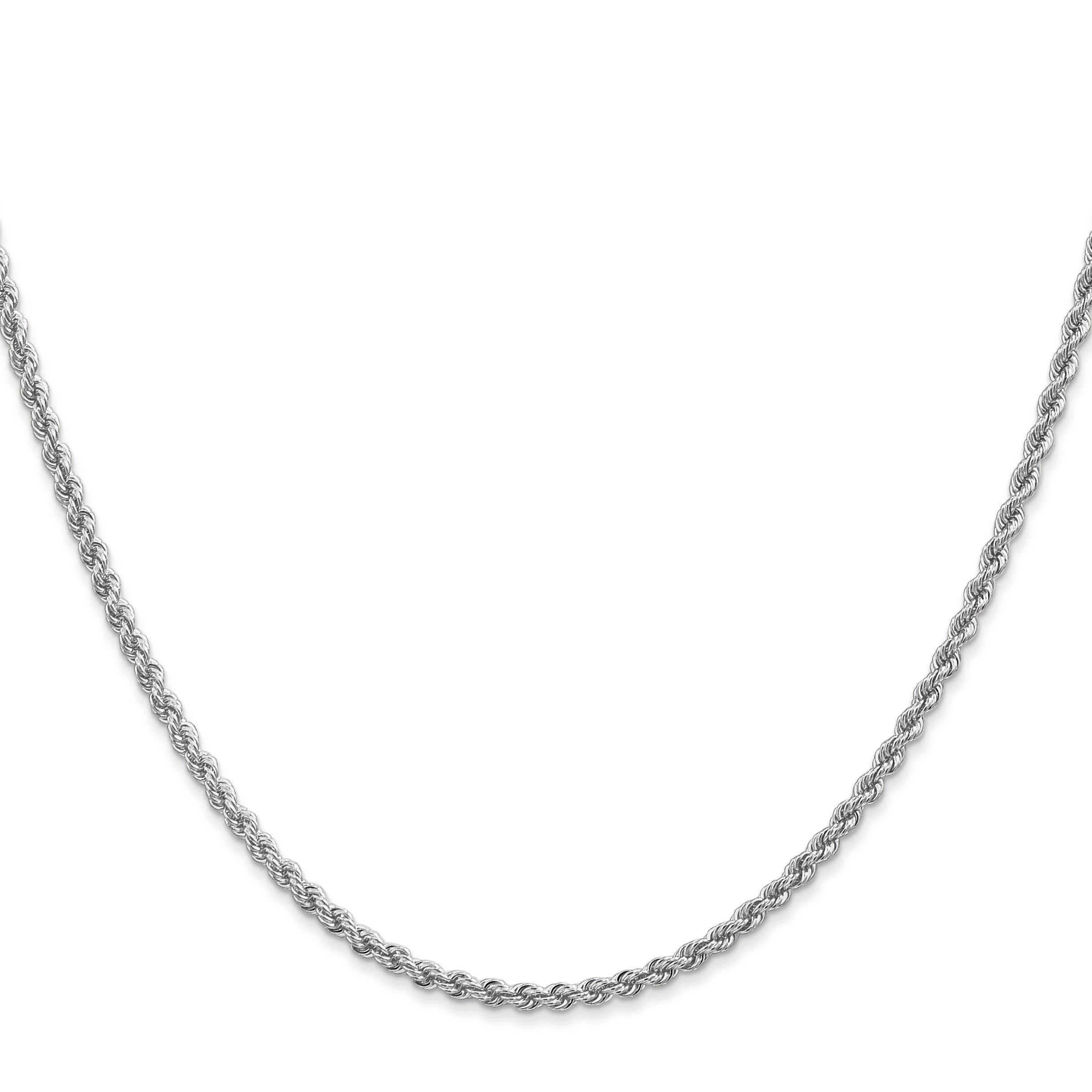 14K White Gold 26 Inch 2.25mm Regular Rope With Lobster Clasp Chain Necklace