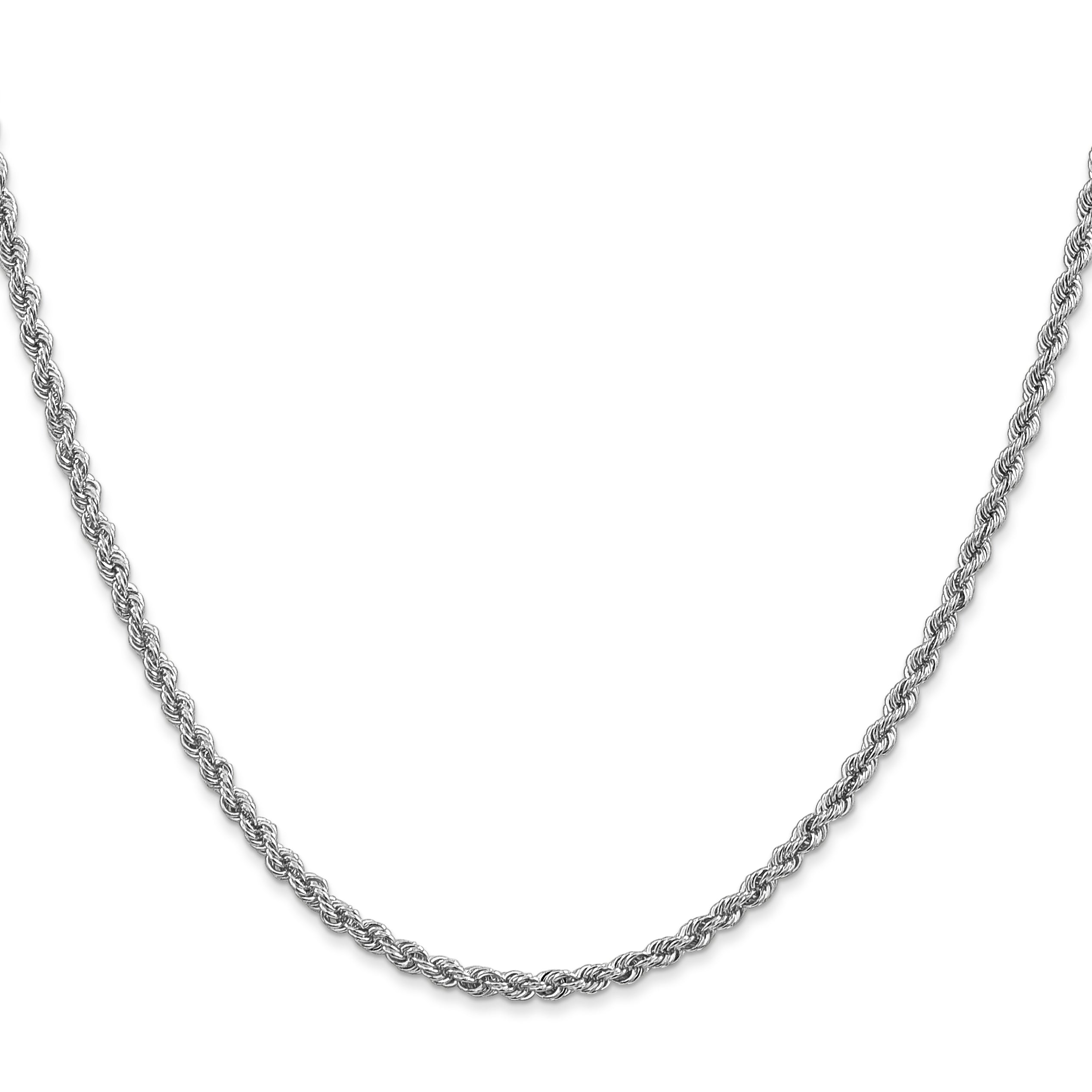 14K White Gold 20 Inch 2.5mm Regular Rope With Lobster Clasp Chain Necklace