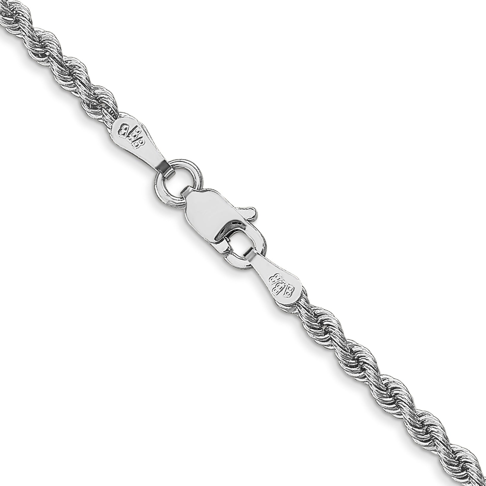 14K White Gold 26 Inch 2.5mm Regular Rope With Lobster Clasp Chain Necklace