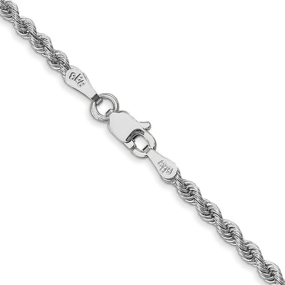 14K White Gold 24 Inch 2.5mm Regular Rope With Lobster Clasp Chain Necklace