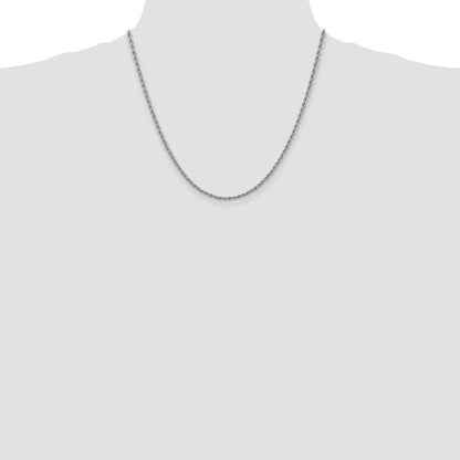 14K White Gold 20 Inch 2.5mm Regular Rope With Lobster Clasp Chain Necklace