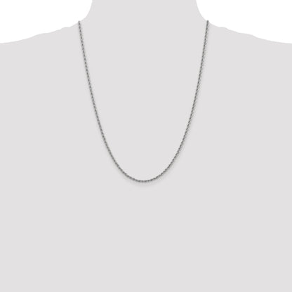 14K White Gold 24 Inch 2.5mm Regular Rope With Lobster Clasp Chain Necklace