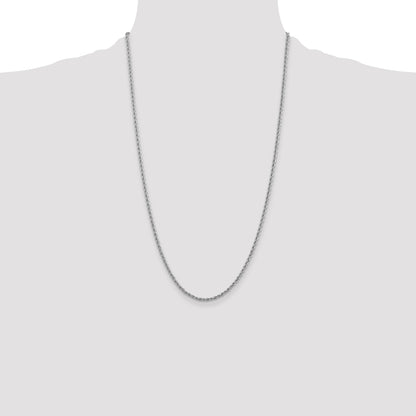 14K White Gold 26 Inch 2.5mm Regular Rope With Lobster Clasp Chain Necklace
