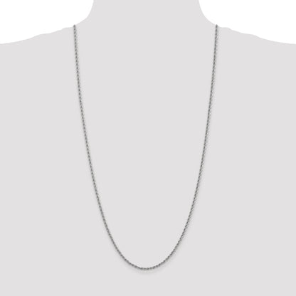 14K White Gold 30 Inch 2.5mm Regular Rope With Lobster Clasp Chain Necklace