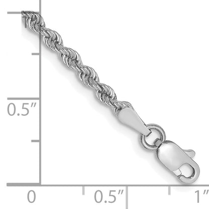 14k White Gold 7 inch 2.5mm Regular Rope with Lobster Clasp Chain Bracelet