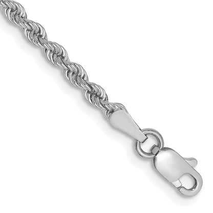 14k White Gold 8 inch 2.5mm Regular Rope with Lobster Clasp Chain Bracelet
