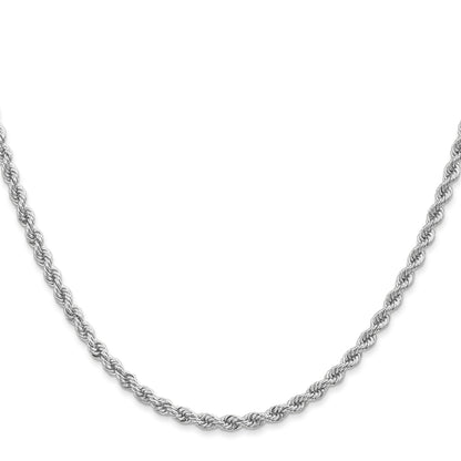 14K White Gold 22 Inch 2.75mm Regular Rope With Lobster Clasp Chain Necklace
