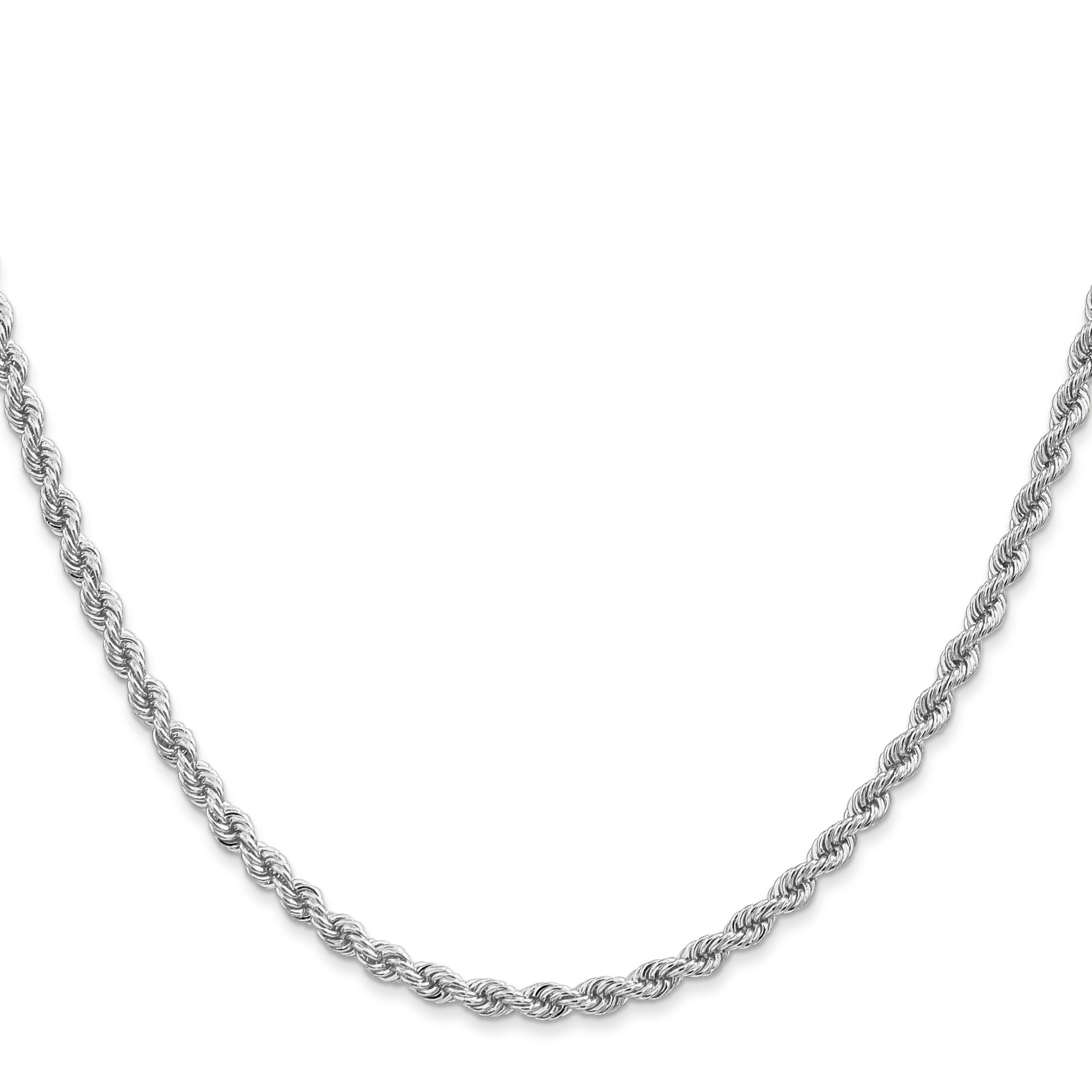 14K White Gold 18 Inch 2.75mm Regular Rope With Lobster Clasp Chain Necklace