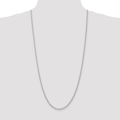 14K White Gold 30 Inch 2.75mm Regular Rope With Lobster Clasp Chain Necklace