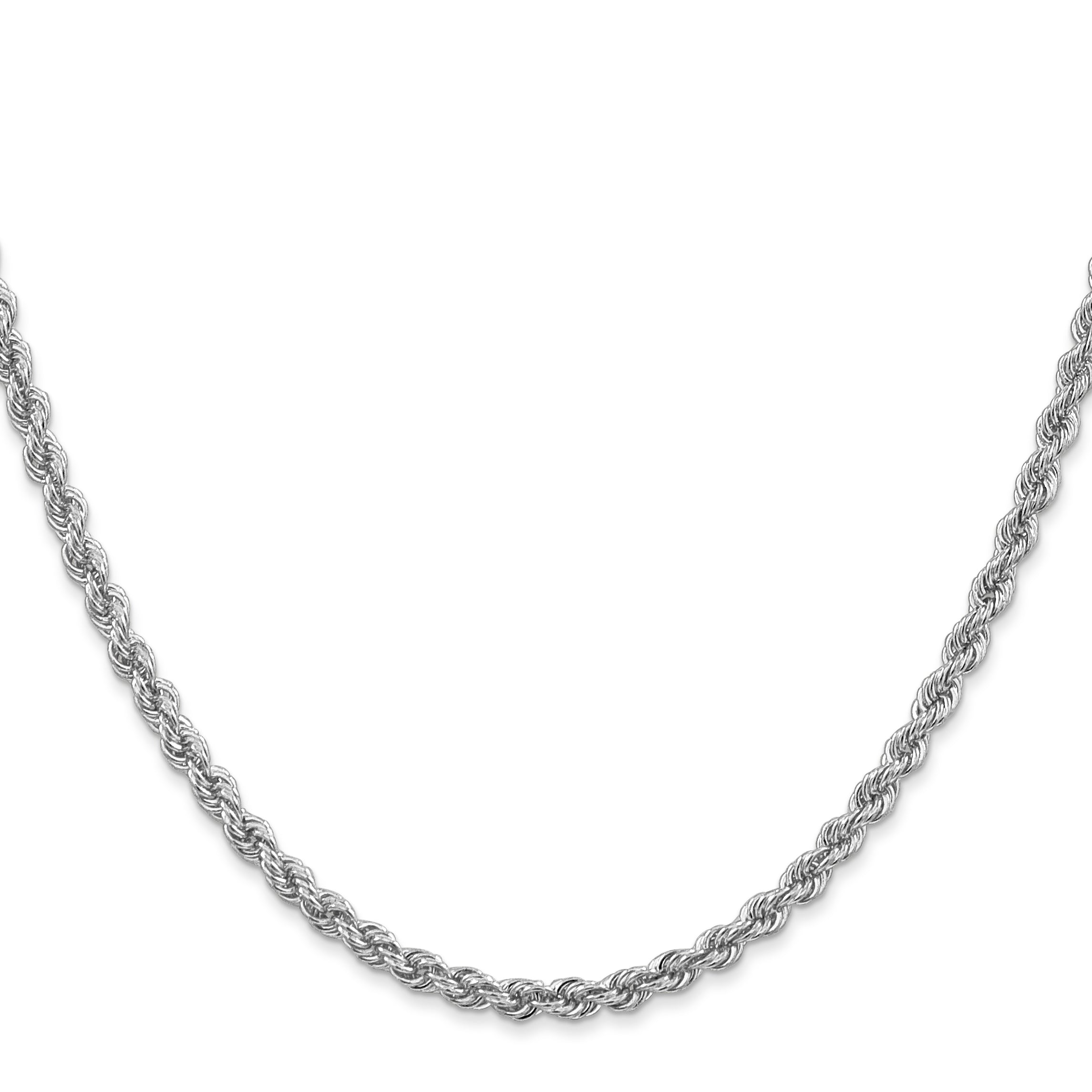 14K White Gold 30 Inch 3mm Regular Rope With Lobster Clasp Chain Necklace