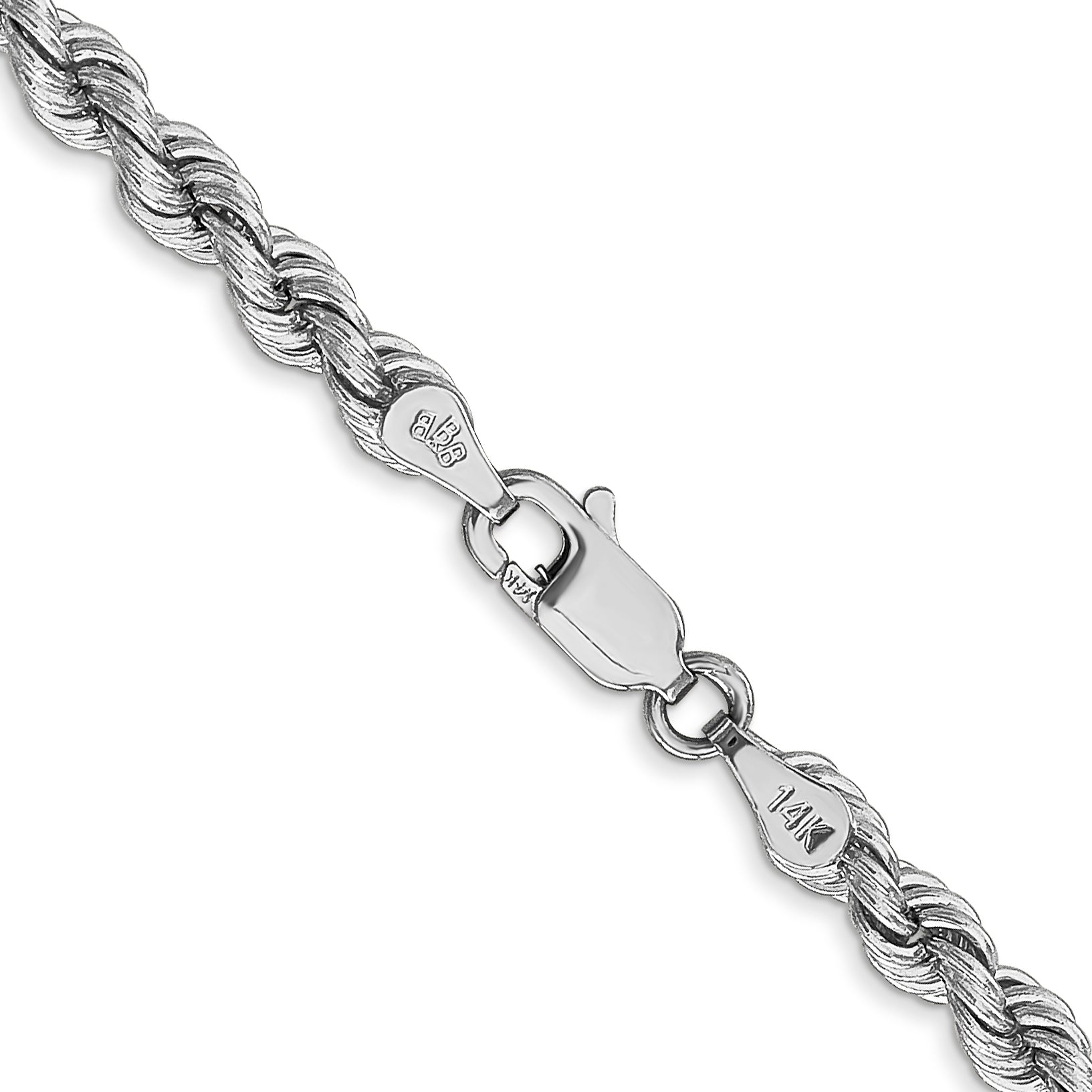 14K White Gold 30 Inch 4mm Regular Rope With Lobster Clasp Chain Necklace