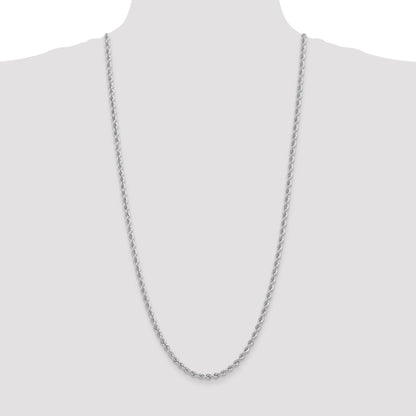 14K White Gold 30 Inch 4mm Regular Rope With Lobster Clasp Chain Necklace