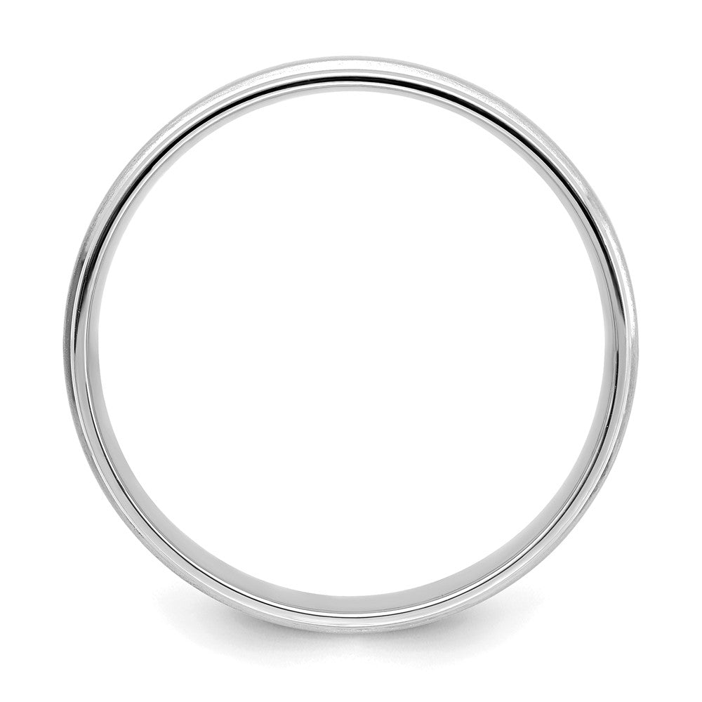 14K White Gold 6mm Heavyweight Comfort Fit Brushed Satin/Polished Grooved Edge Wedding Band