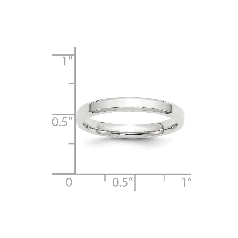 14k White Gold 3mm Beveled Edge Comfort Fit Wedding Band Ring