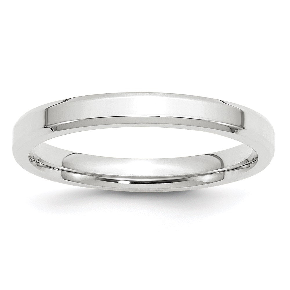 10k White Gold 3mm Beveled Edge Comfort Fit Wedding Band Ring