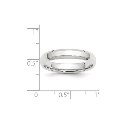 18k White Gold 4mm Beveled Edge Comfort Fit Wedding Band Ring