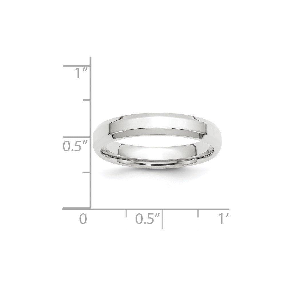 10k White Gold 4mm Beveled Edge Comfort Fit Wedding Band Ring