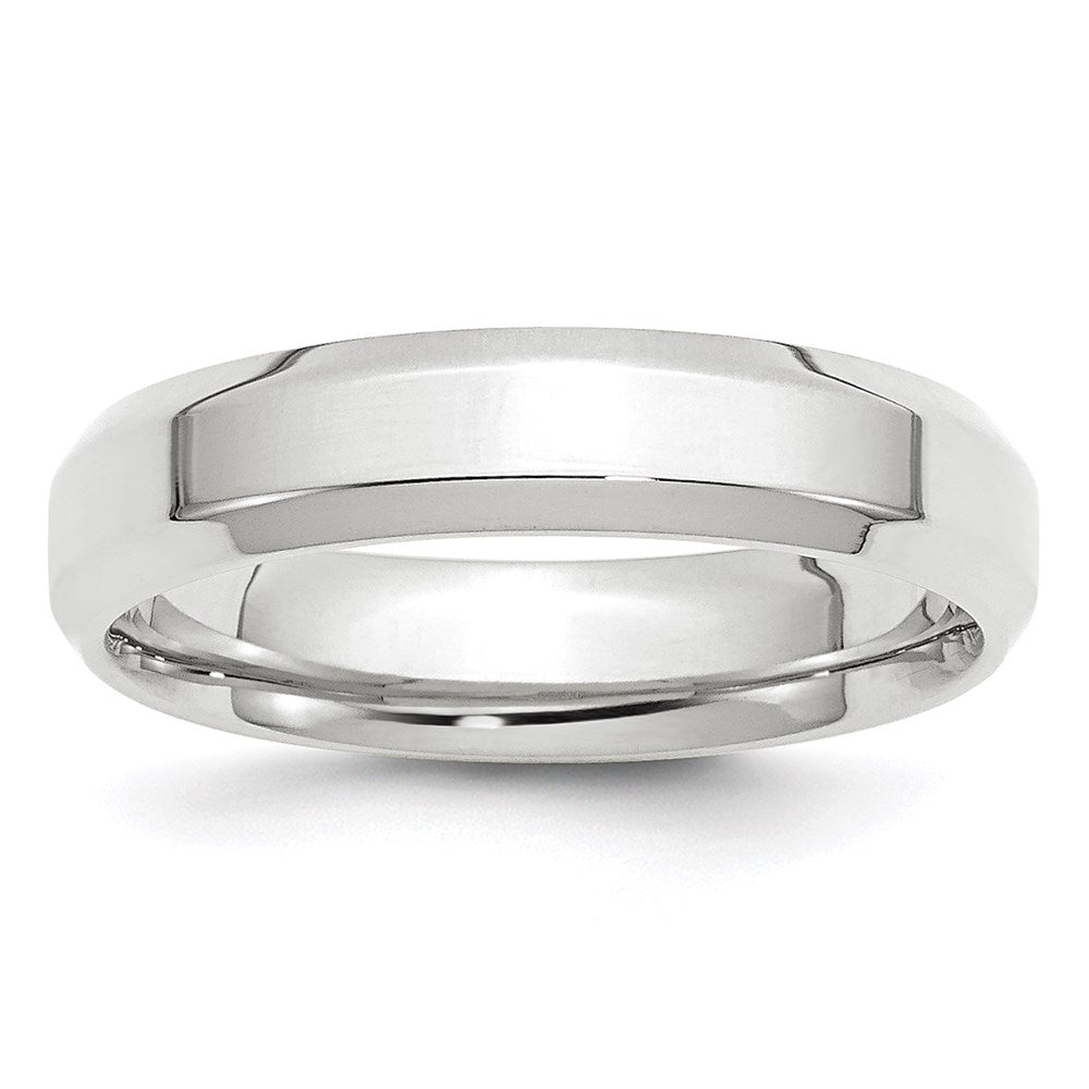 10k White Gold 5mm Beveled Edge Comfort Fit Wedding Band Ring