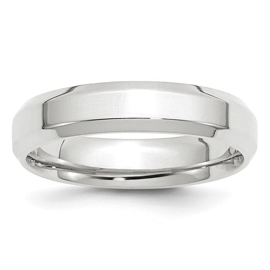 10k White Gold 5mm Beveled Edge Comfort Fit Wedding Band Ring