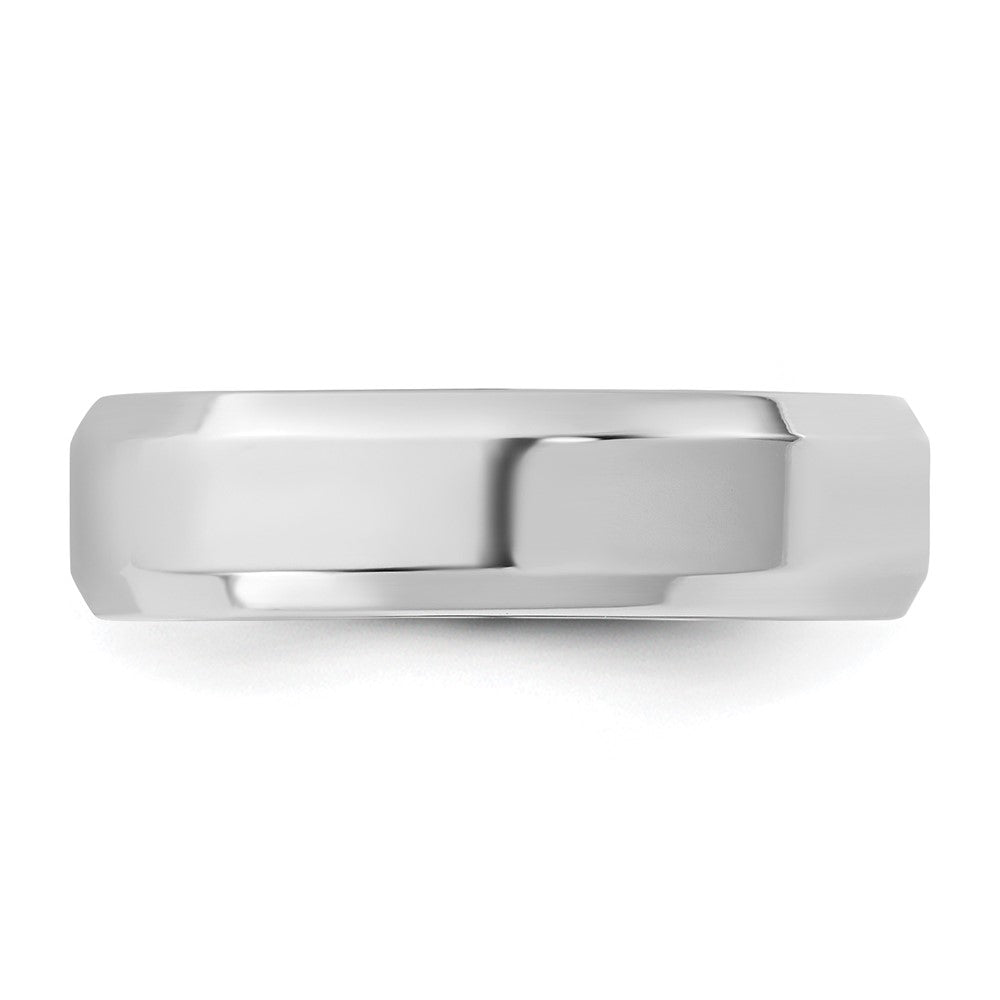 14K White Gold 5.5mm Bevel Edge Comfort Fit Band
