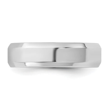 14K White Gold 5.5mm Bevel Edge Comfort Fit Band